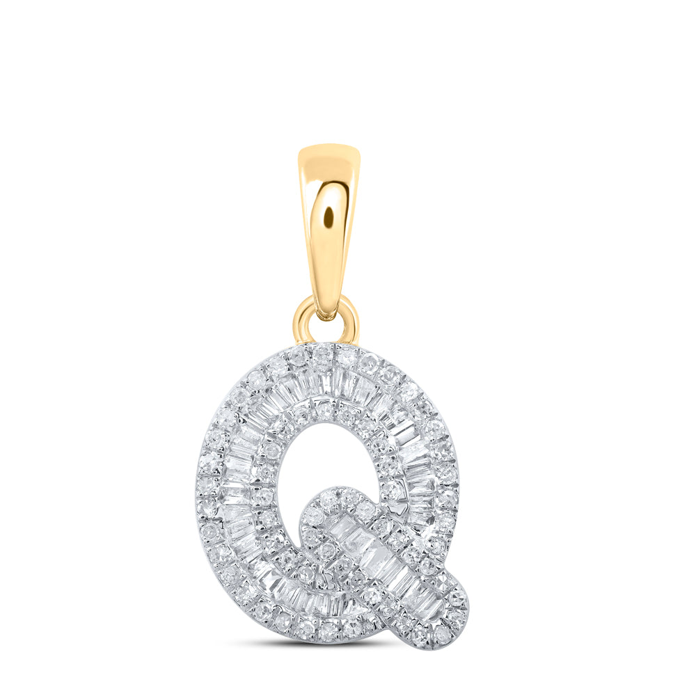 10Kt Yellow Gold 3/8Ctw-Dia Initial Q" Pendant" (1.15 grams)