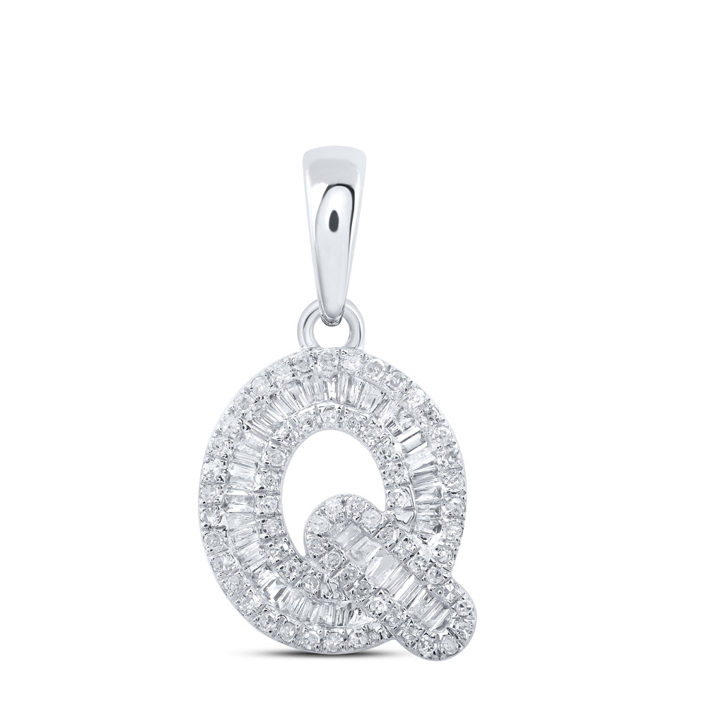10Kt White Gold 3/8Ctw-Dia Initial Q" Pendant" (1.15 grams)