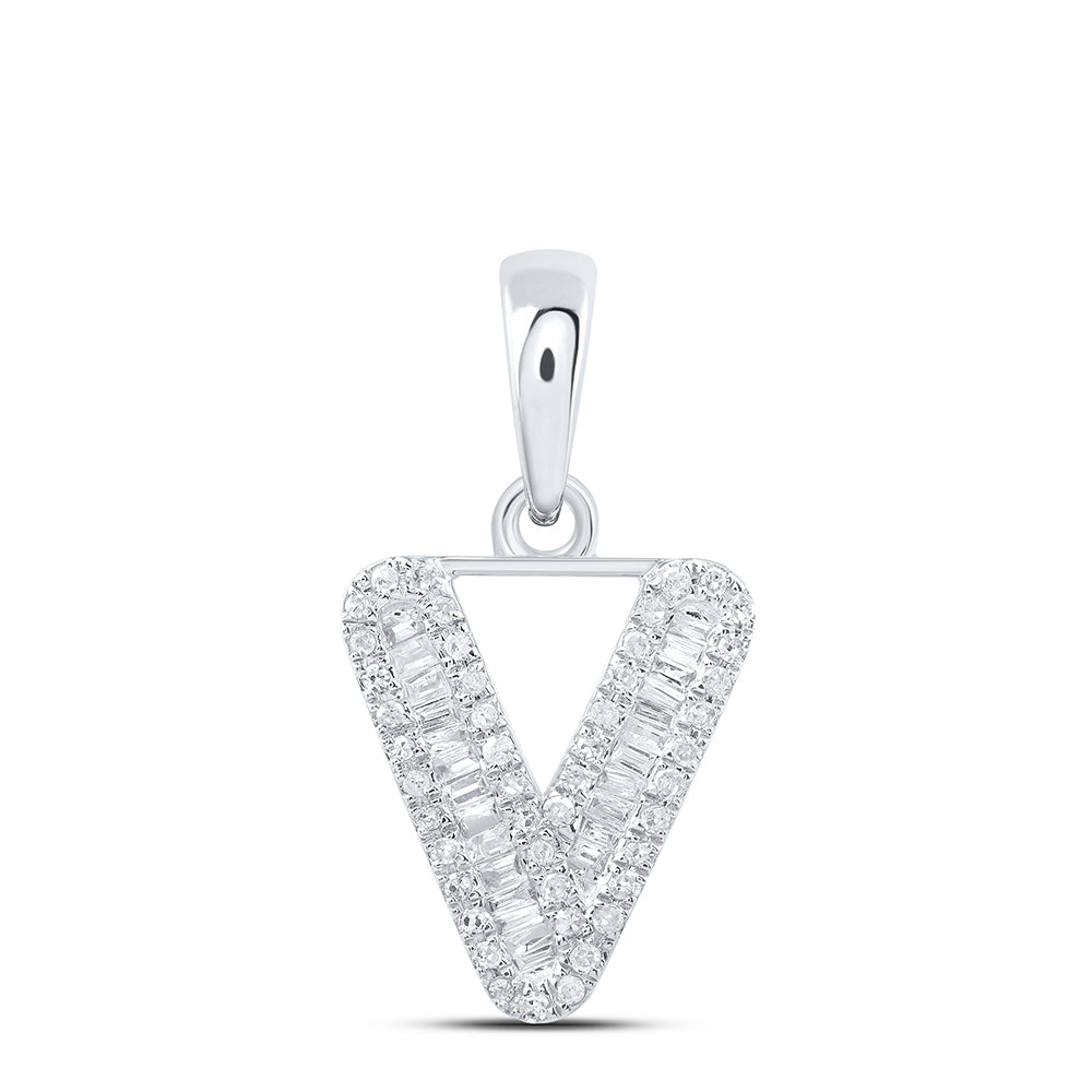 1/4Ctw-Dia P1P2 Initial "V" Pendant (0.93 grams)