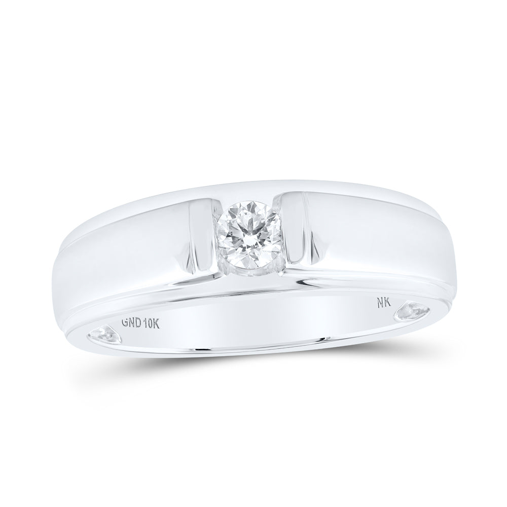 10Kt White Gold 1/4Ctw-Diamond Mens Ring (4.15 grams)