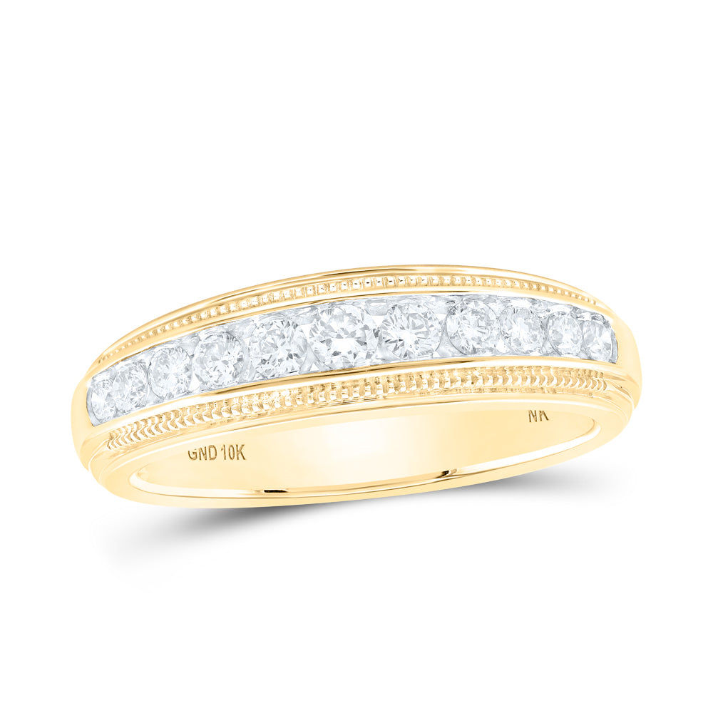 Gold Band Ring 1/2 Cttw Round Natural Diamond Mens (4.5 grams)