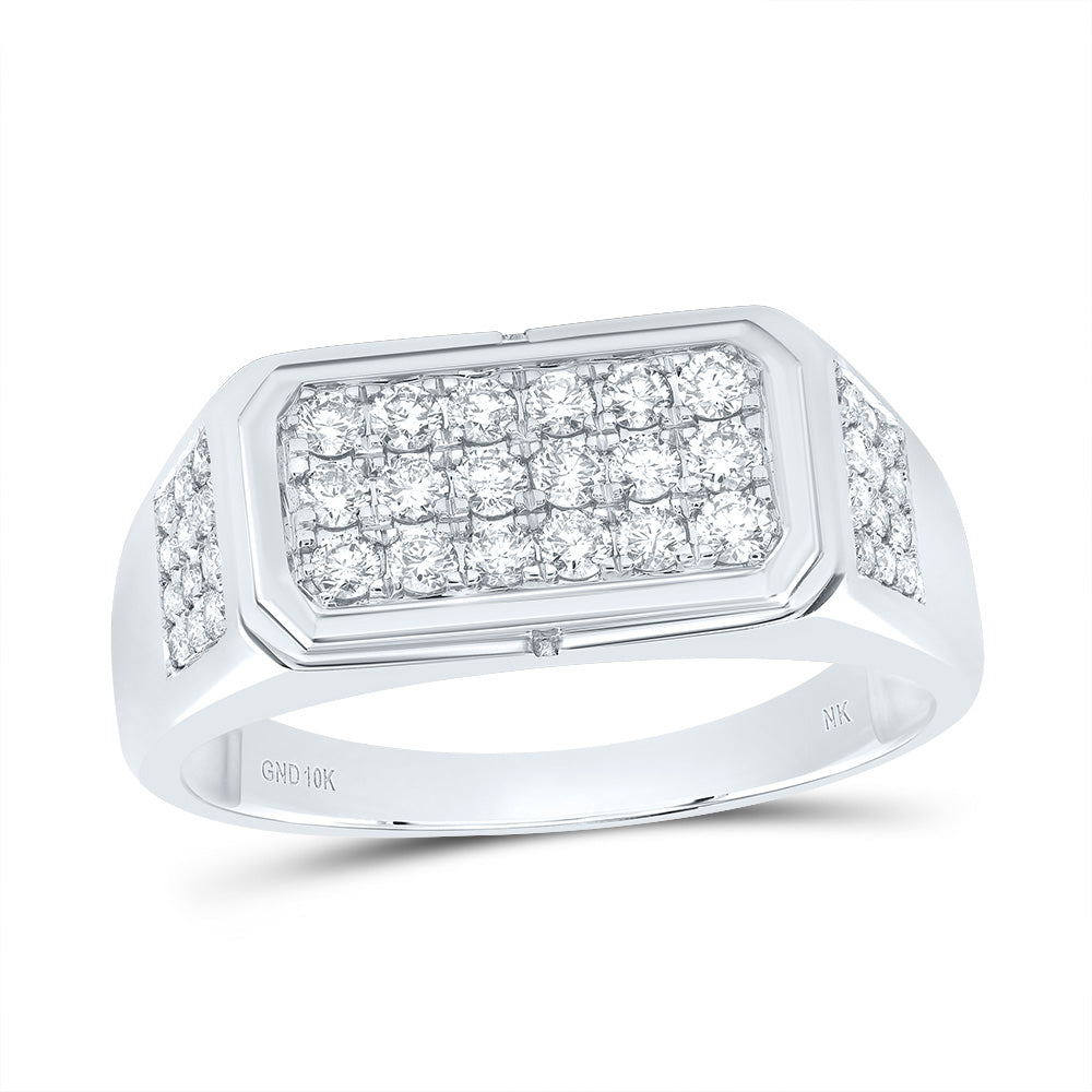 Gold Band Ring 1 Cttw Round Natural Diamond Mens (5.59 grams)
