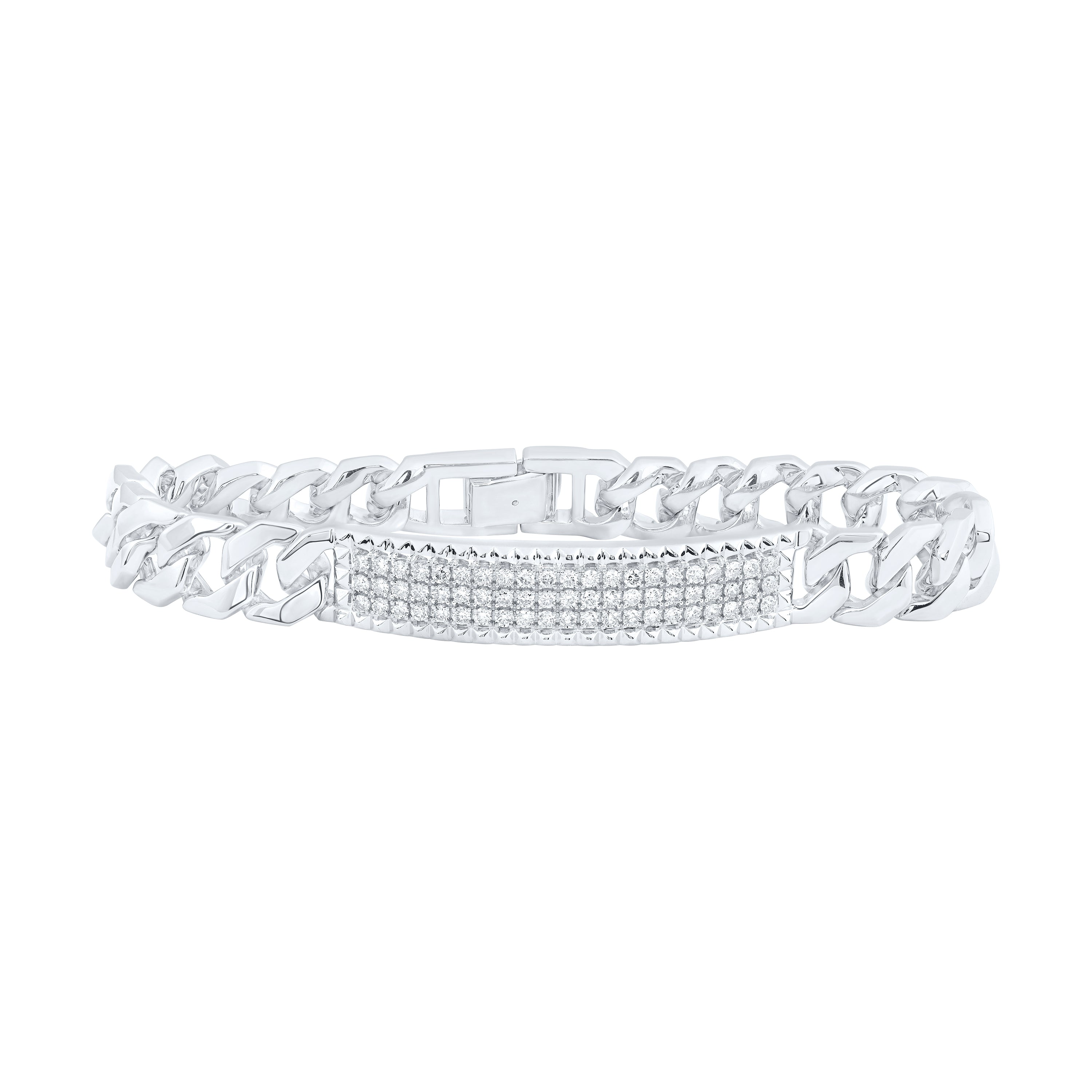 14Kt White Gold 1 1/2Ctw-Dia Nk Mens Bracelet(8 Inch) (50.76 grams)