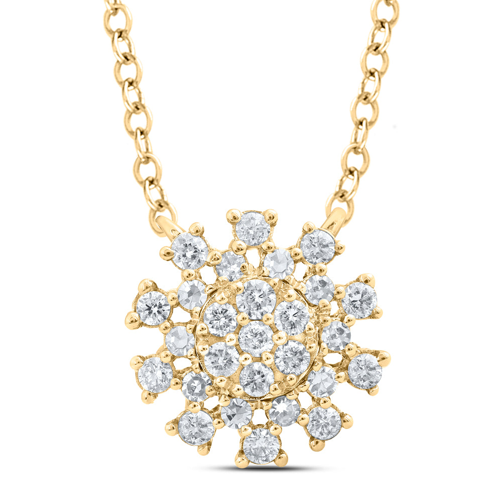 Gold 18-inch Cluster Necklace 1/5 Cttw Round Natural Diamond Womens (0.73 grams)