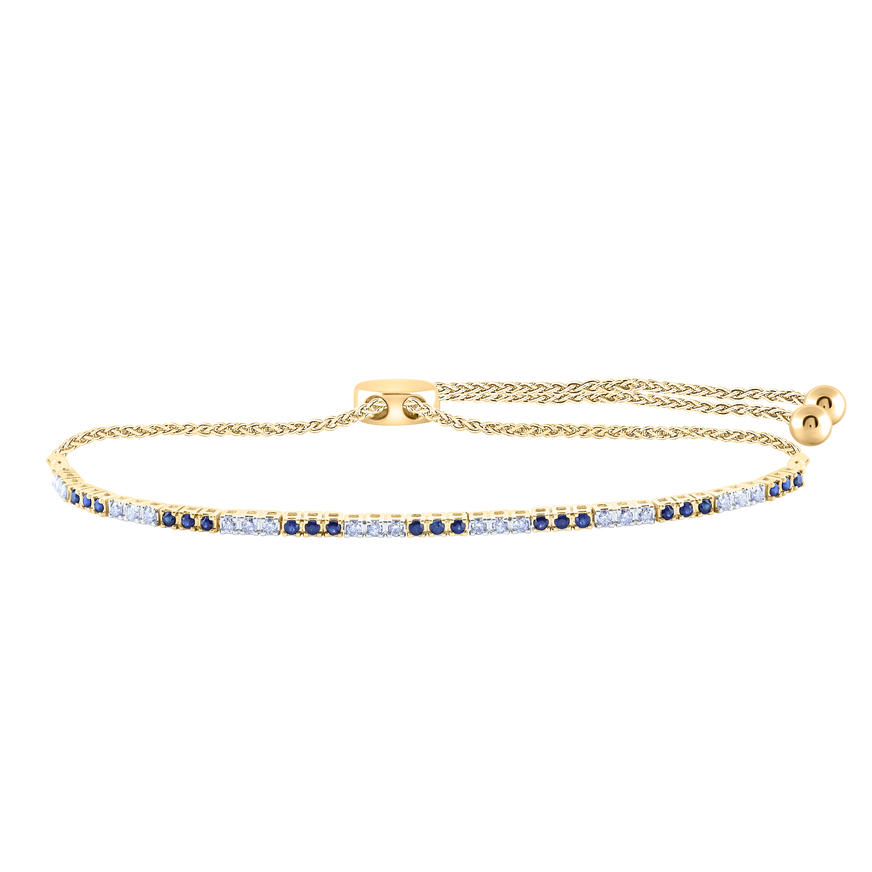 14Kt Yellow Gold 1/2Ctw-Dia Nk 1/2Ct-Sapp Bolo Bracelet(9 Inch) (3.43 grams)