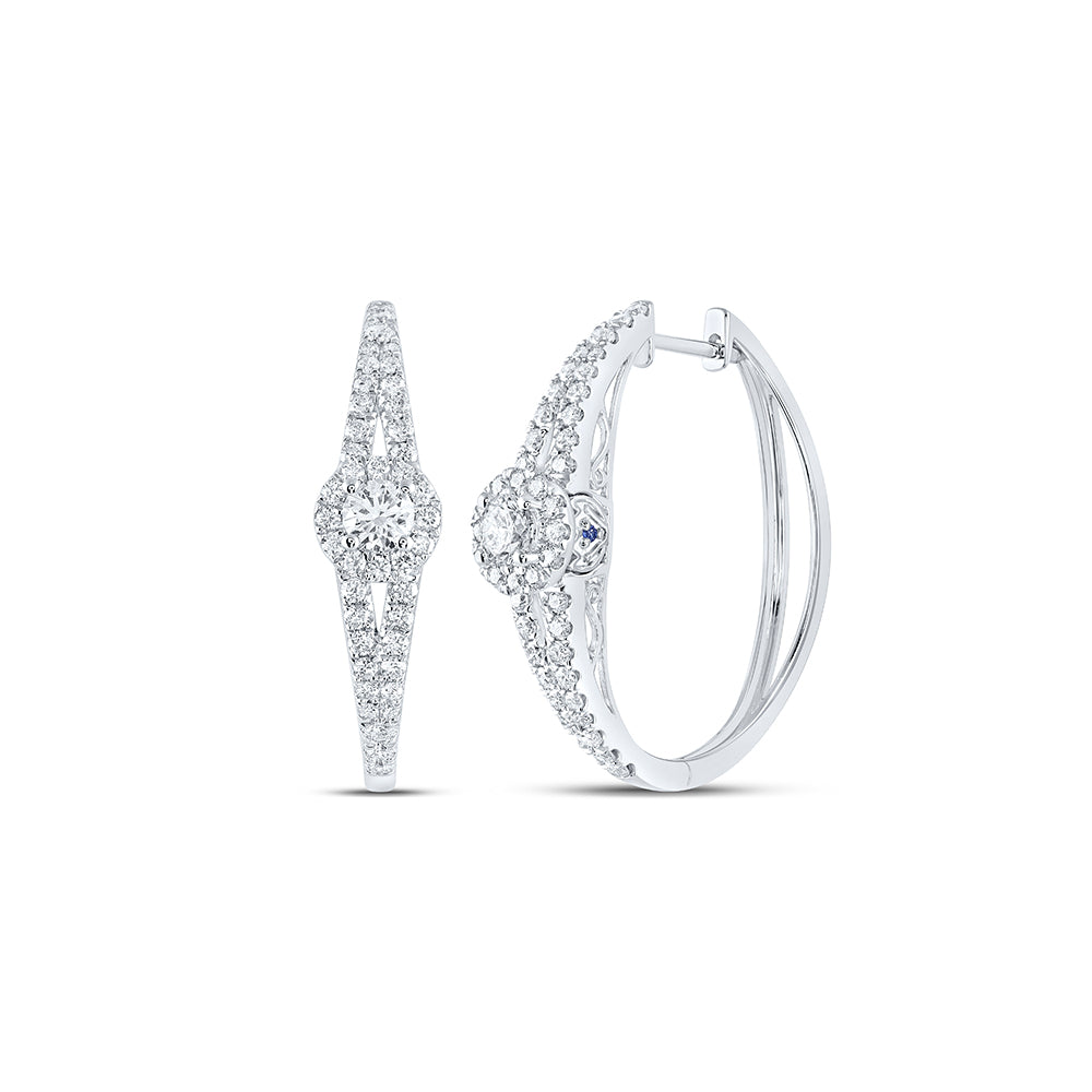 14Kt White Gold 1 1/2Ctw-Dia Ana M Hoops Earring (6.3 grams)