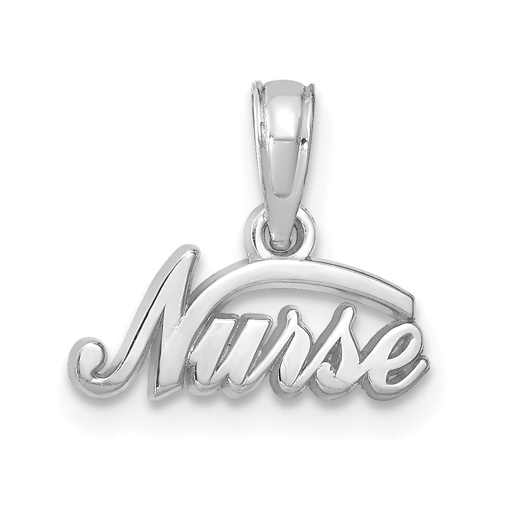 14k White Gold 12 mm Nurse Pendant (0.57 grams)