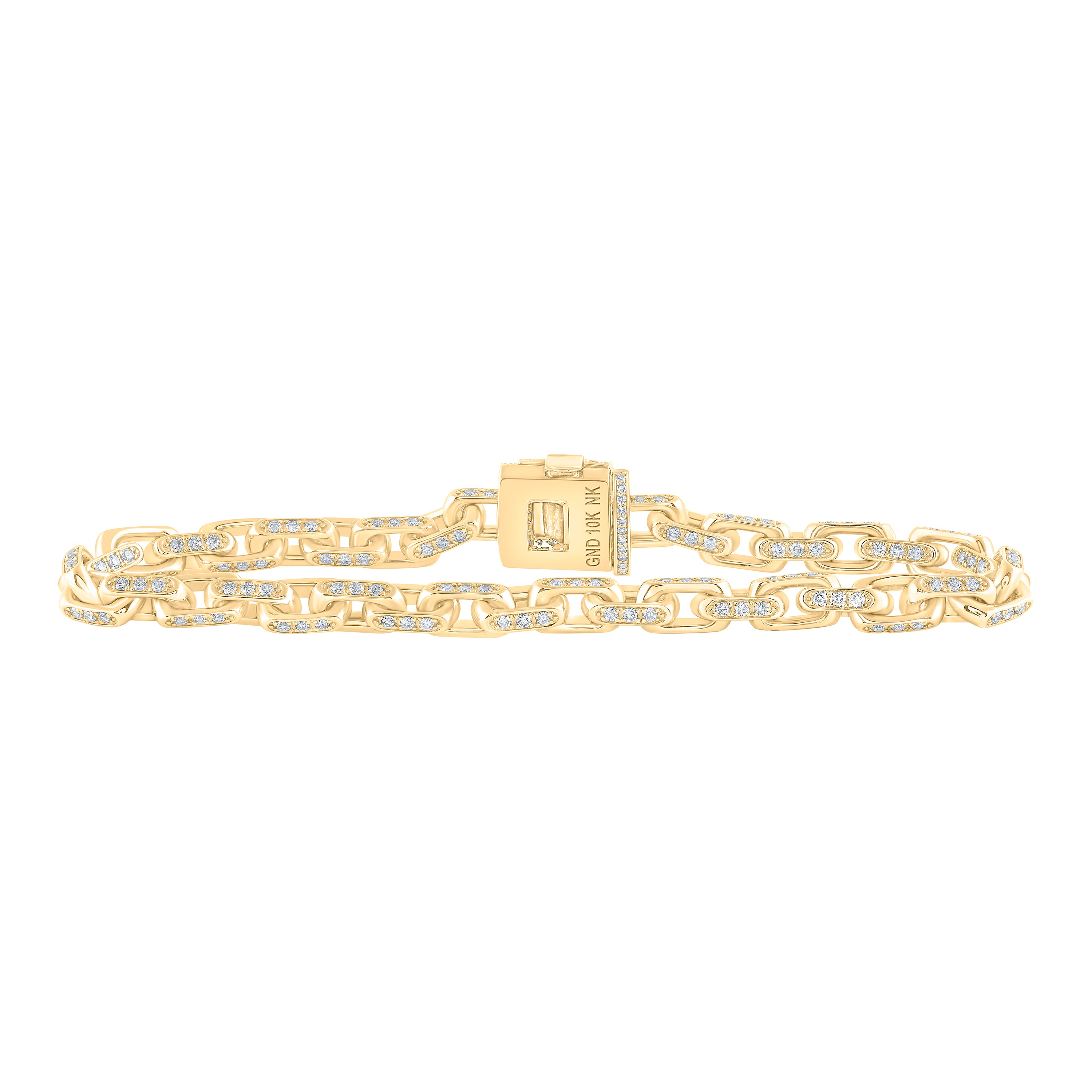 10Kt Yellow Gold 3 3/4Ctw-Dia Nk Mens Bracelet (8.5 Inch) (31.78 grams)