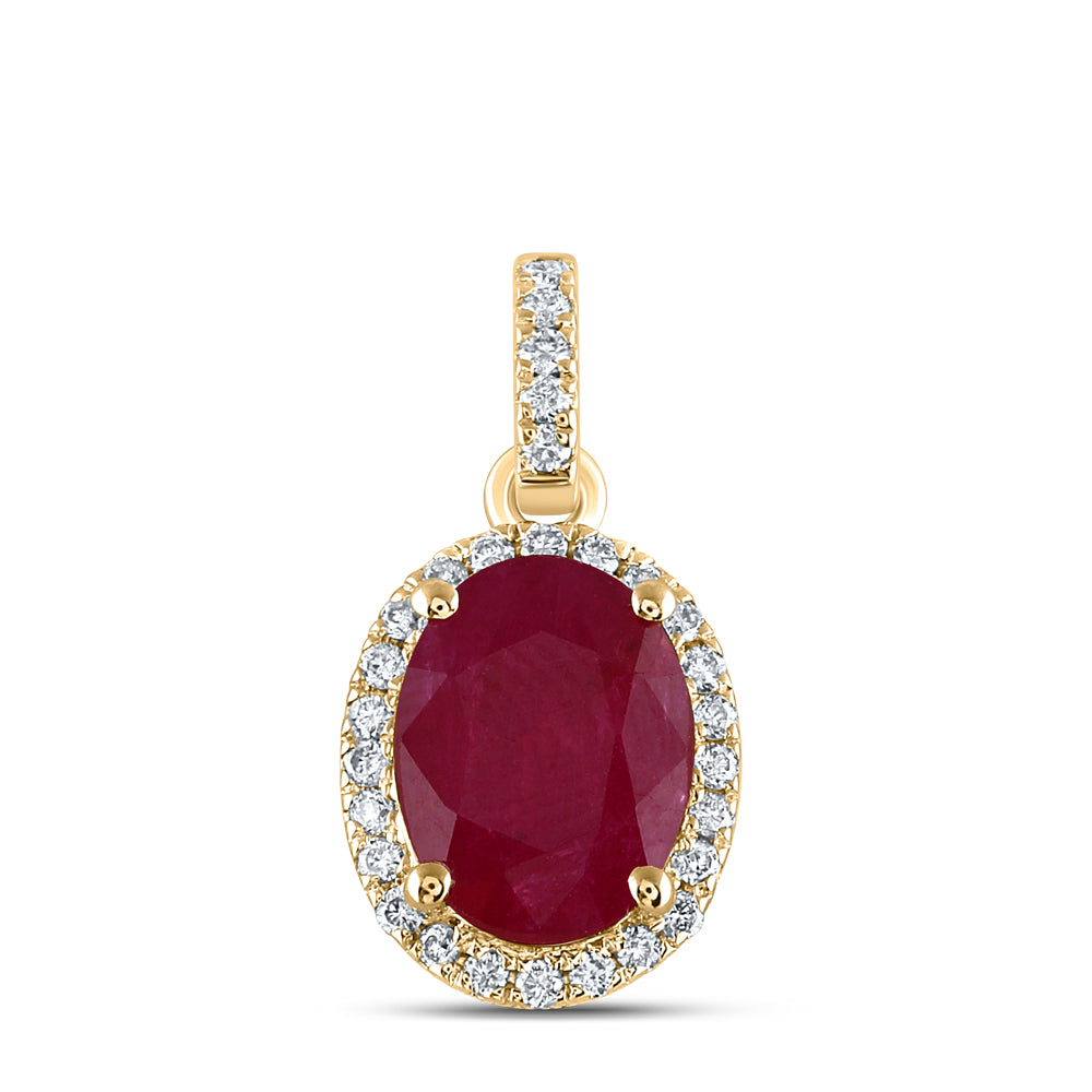 1/8Ctw-Dia Ana M 8X6Mm-Ruby Nat Gem Pendant (0.7 grams)