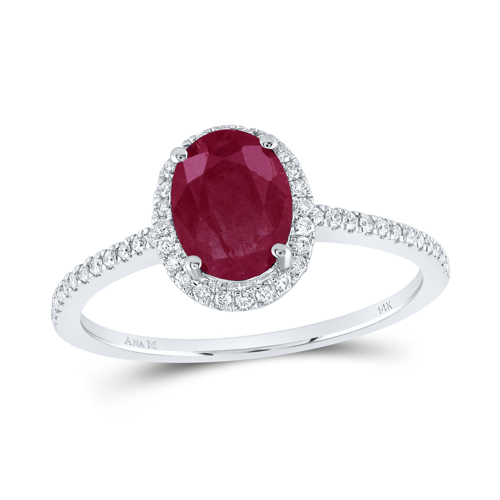 1/5Ctw-Dia Ana M 8X6Mm-Ruby Nat Gem Ring (1.56 grams)