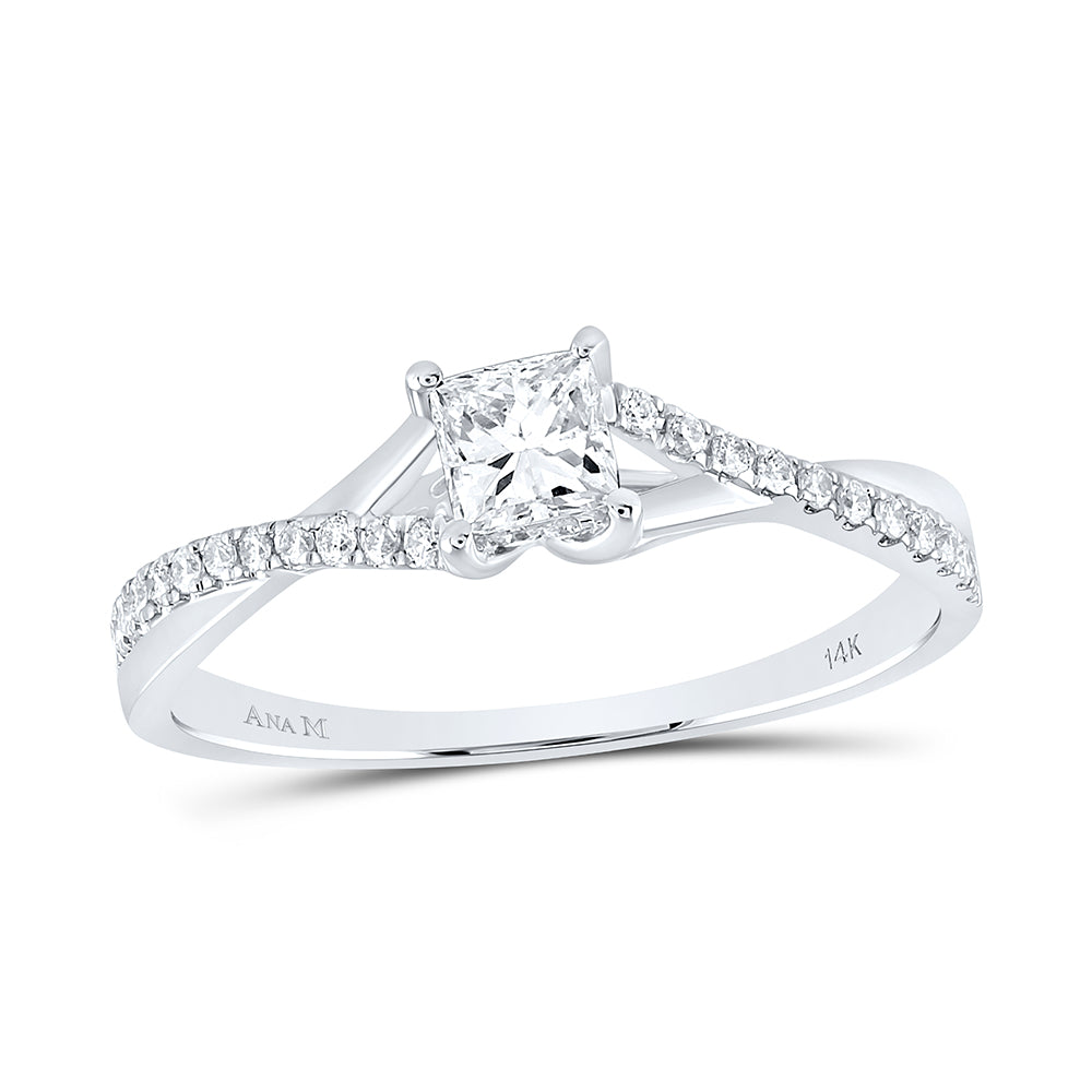 1/2Ctw-Dia Ana M 1/3Ct-Cpr No Halo Engagement Ring (1.75 grams)