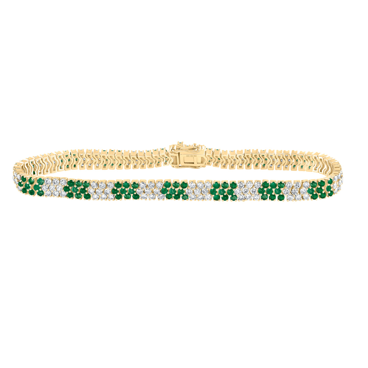 14Kt Yellow Gold 2 3/4Ctw-Diamond 2 1/2Ct-Em Natural Gem Bracelet (7 Inch) (12.11 grams)