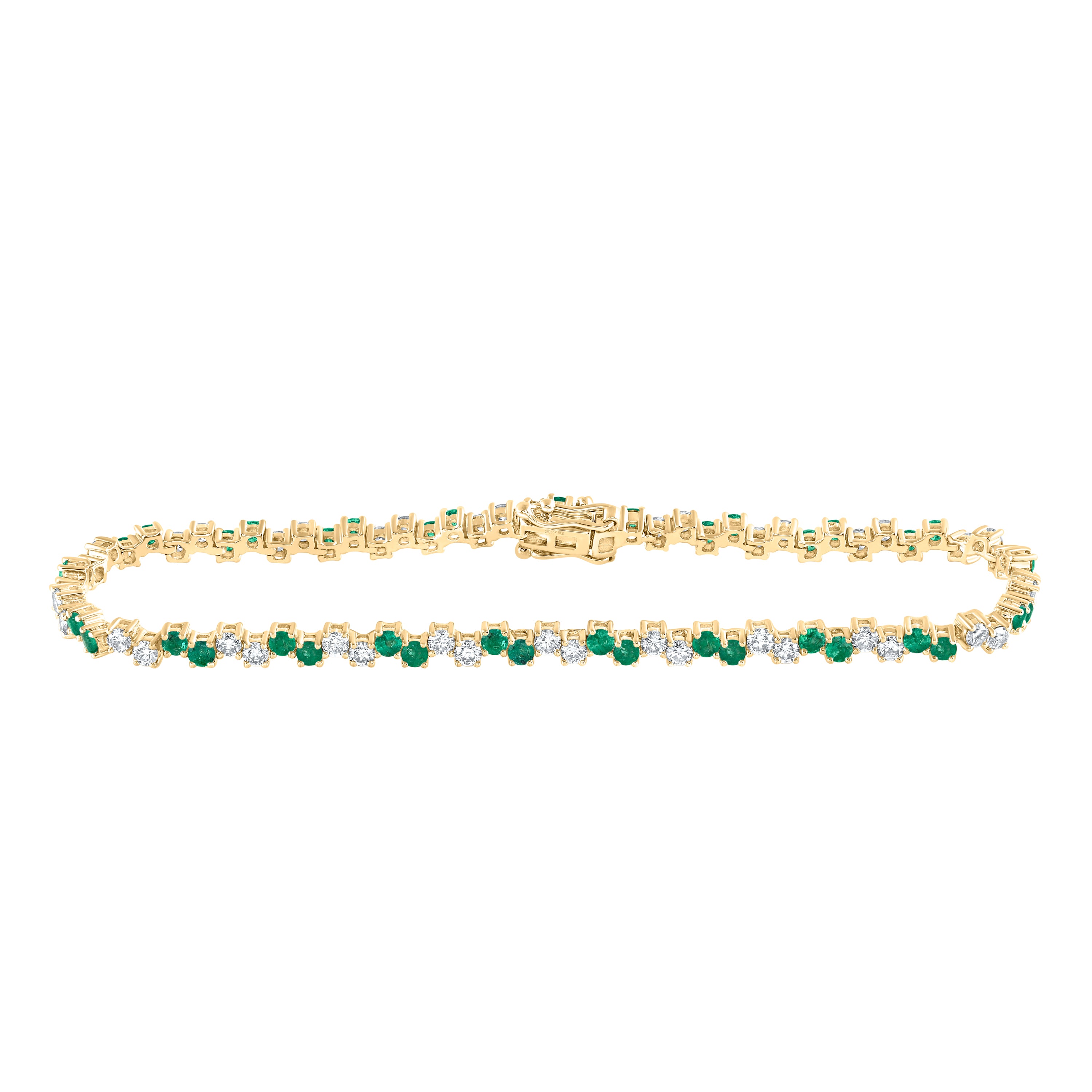 14Kt Yellow Gold 1 3/4Ctw-Dia Nke 1 7/8Ct-Em Natural Gem Bracelet (7 Inch) (6.98 grams)