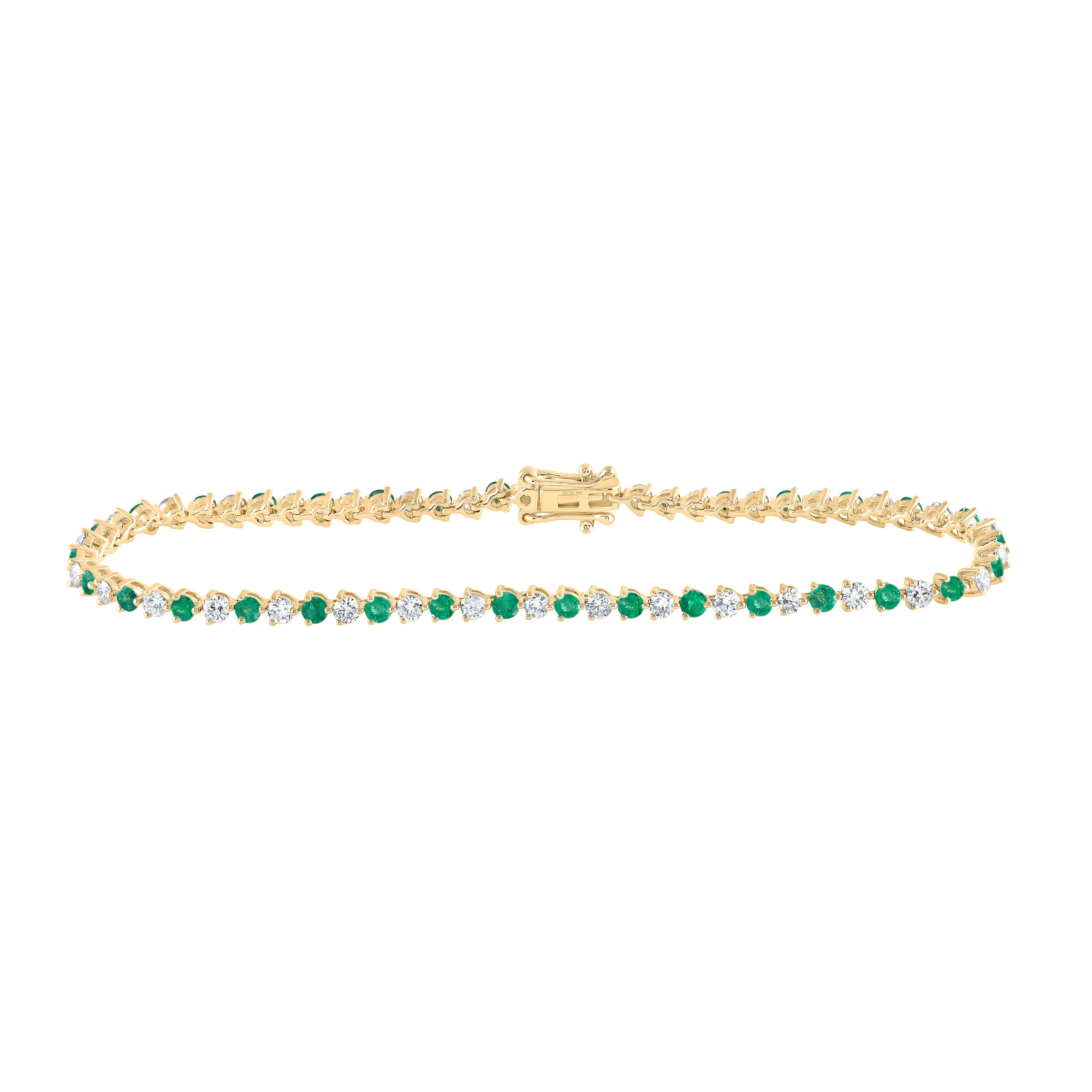 14Kt Yellow Gold 1 1/3Ctw-Dia Nke 1 1/2Ct-Em Natural Gem Bracelet(7 Inch) (5.21 grams)