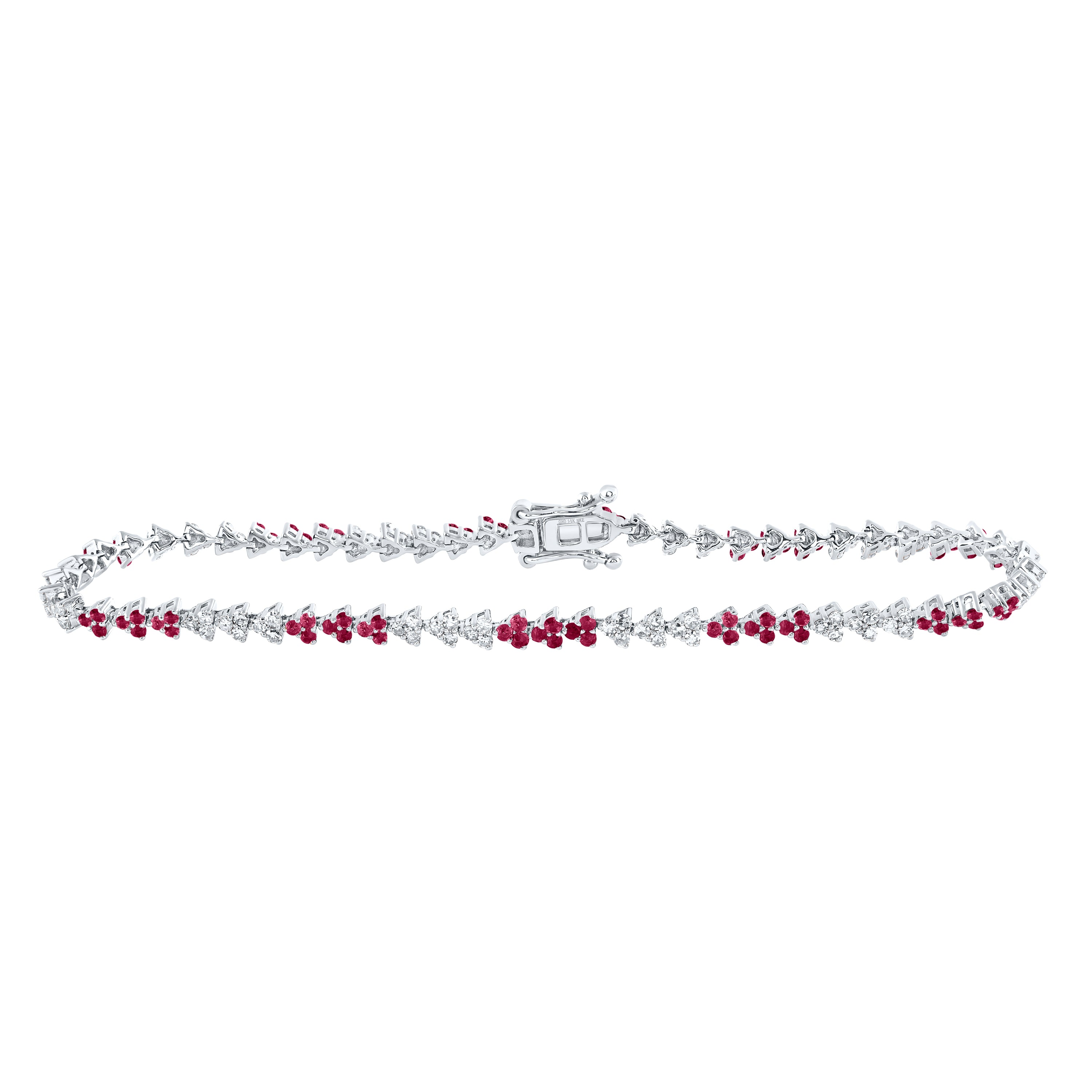 14Kt White Gold 3/4Ctw-Dia Nke 7/8Ct-Ruby Natural Gem Bracelet (7 Inch) (6.32 grams)
