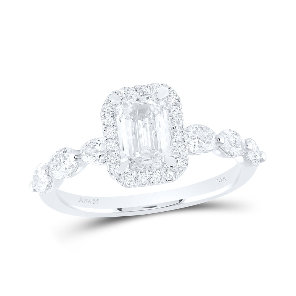 1 7/8Ctw-Dia Ana M 1Ct-Eme Single Halo Engagement Ring (2.53 grams)