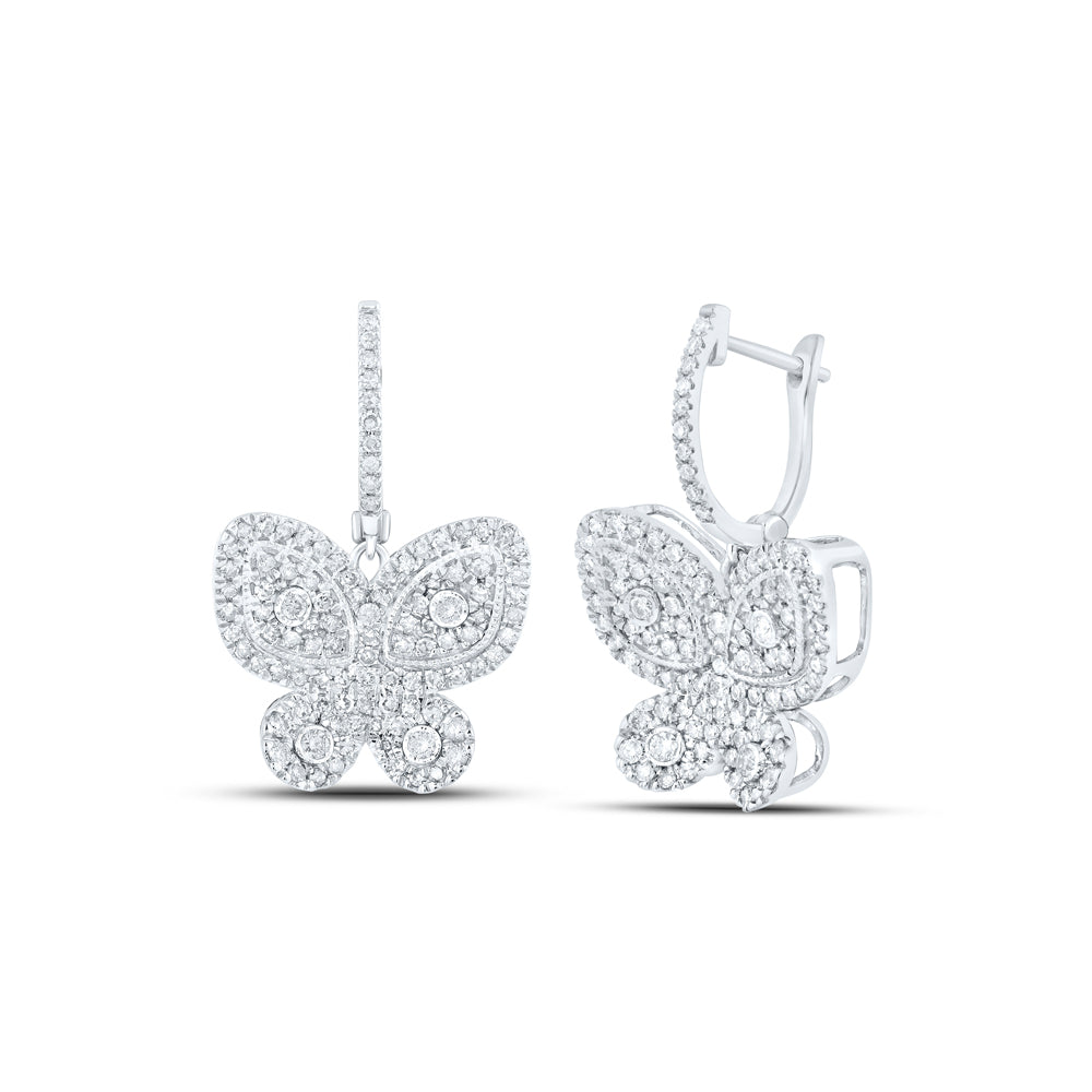 10Kt White Gold 1 Ctw-Dia Nk Butterfly Earring (4.85 grams)