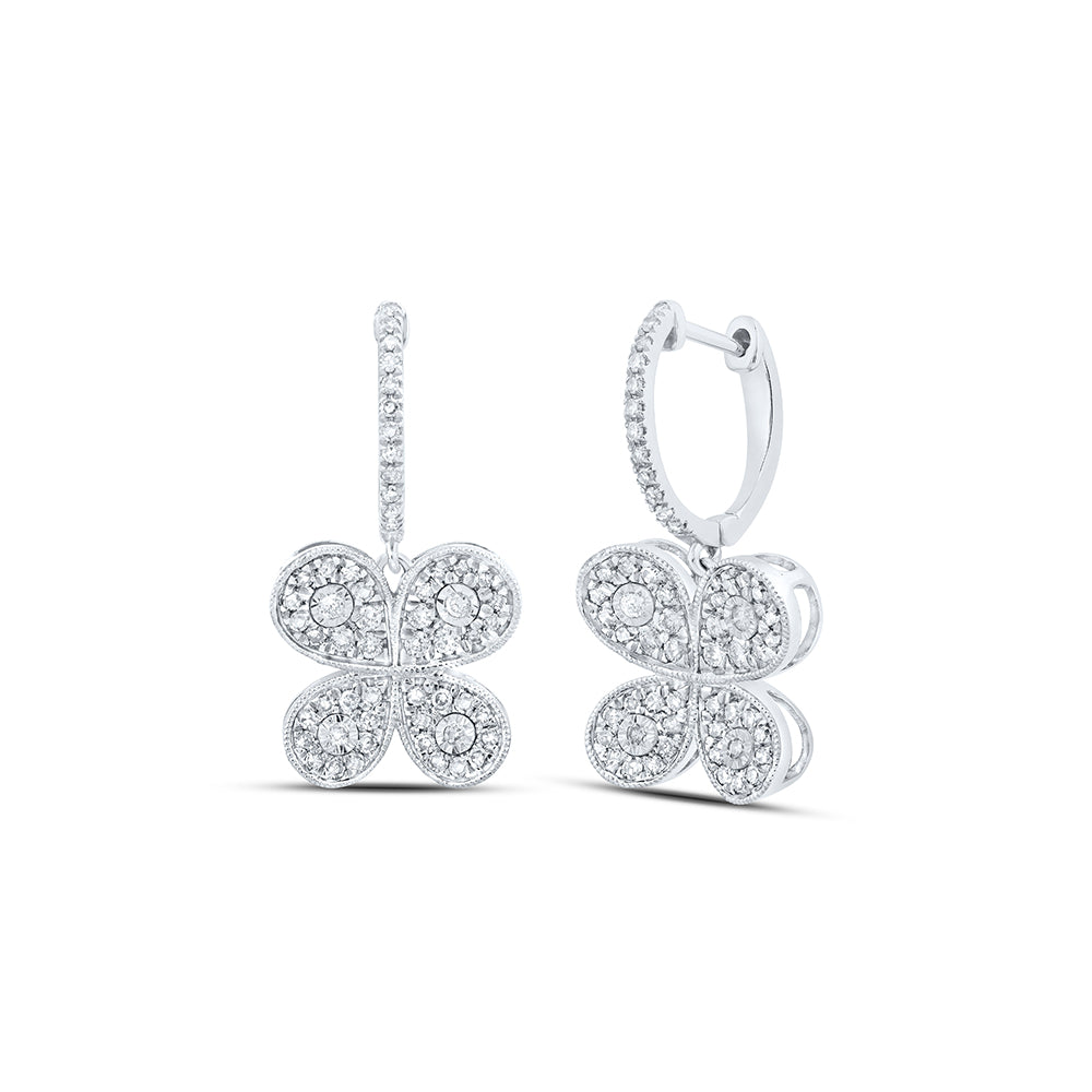 10Kt White Gold 3/4Ctw-Dia Nk Butterfly Dangling Earring (4.32 grams)