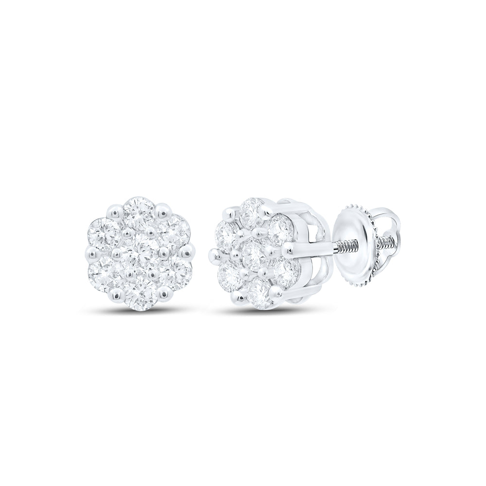 10Kt White Gold 1/5Ctw-Dia P1 Flower Earring (0.88 grams)