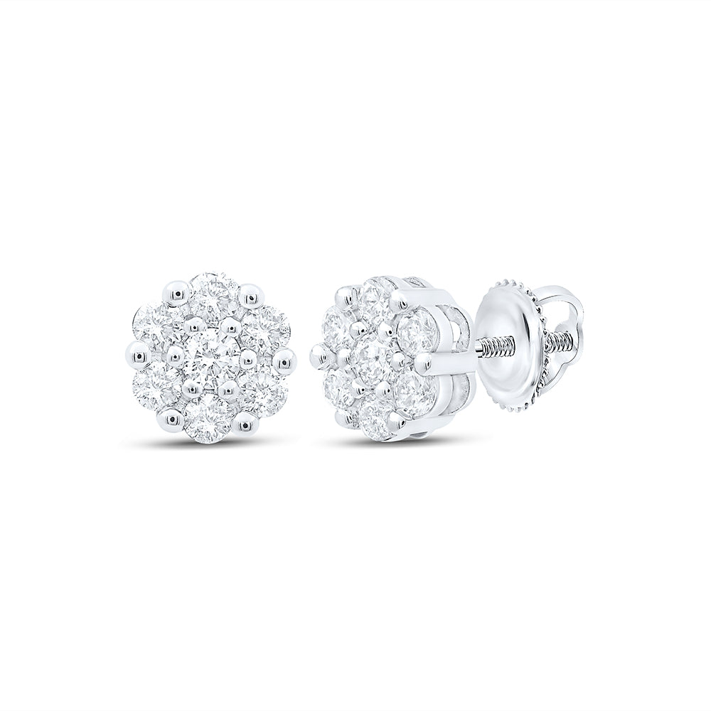 10Kt White Gold 1/2Ctw-Dia P1 Flower Earring (1.37 grams)