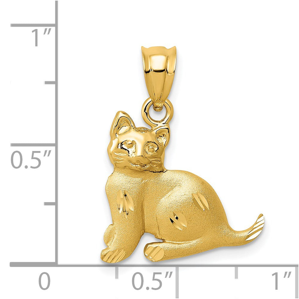 14k Yellow Gold 18 mm Cat Charm (1.71 grams)