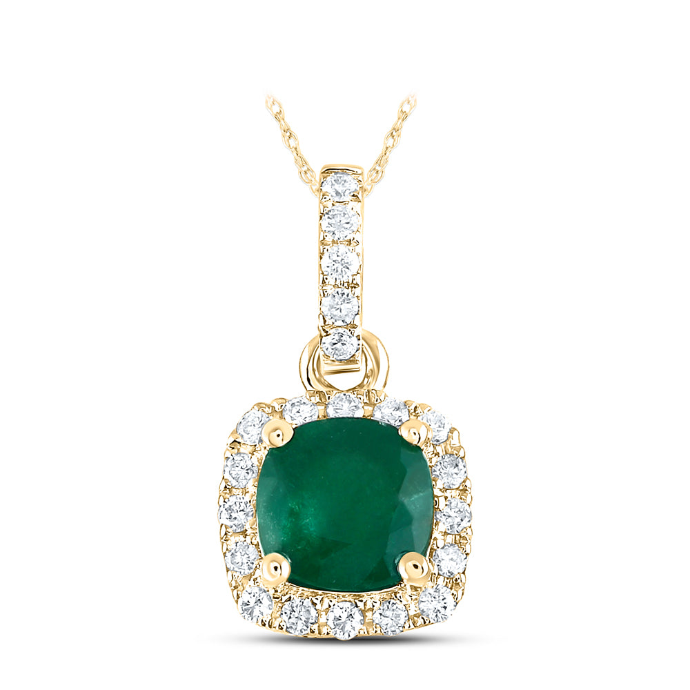 14Kt Yellow Gold 1/10Ctw-Dia Ana M 5 Mm-Em Nat Gem Pendant (0.66 grams)