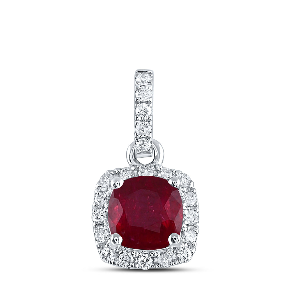 14Kt White Gold 1/10Ctw-Dia Ana M 5 Mm-Ruby Nat Gem Pendant (3.78 grams)
