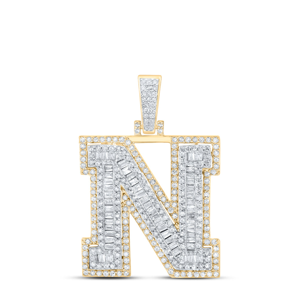 1 Ctw-Dia P1 Initial "N" Mens Pendant (4.54 grams)