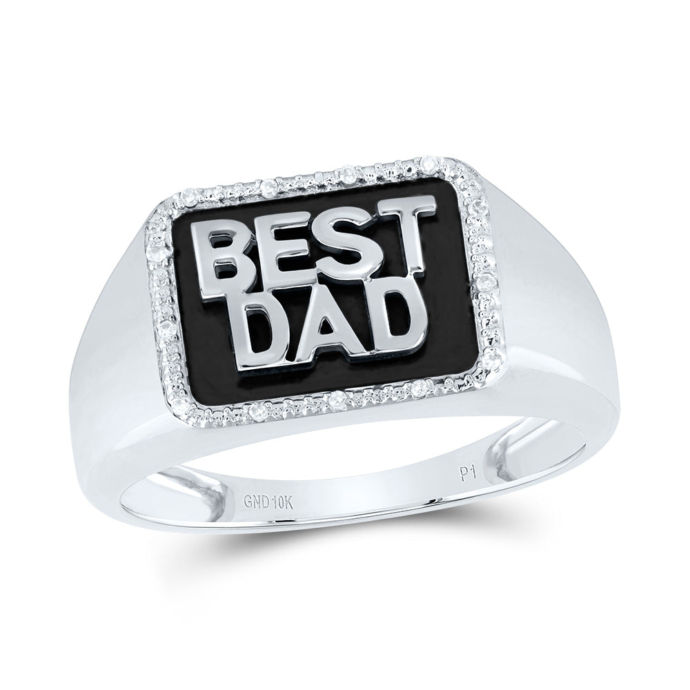 Gold BEST DAD Band Ring 1/20 Cttw Round Natural Diamond Mens (3.93 grams)