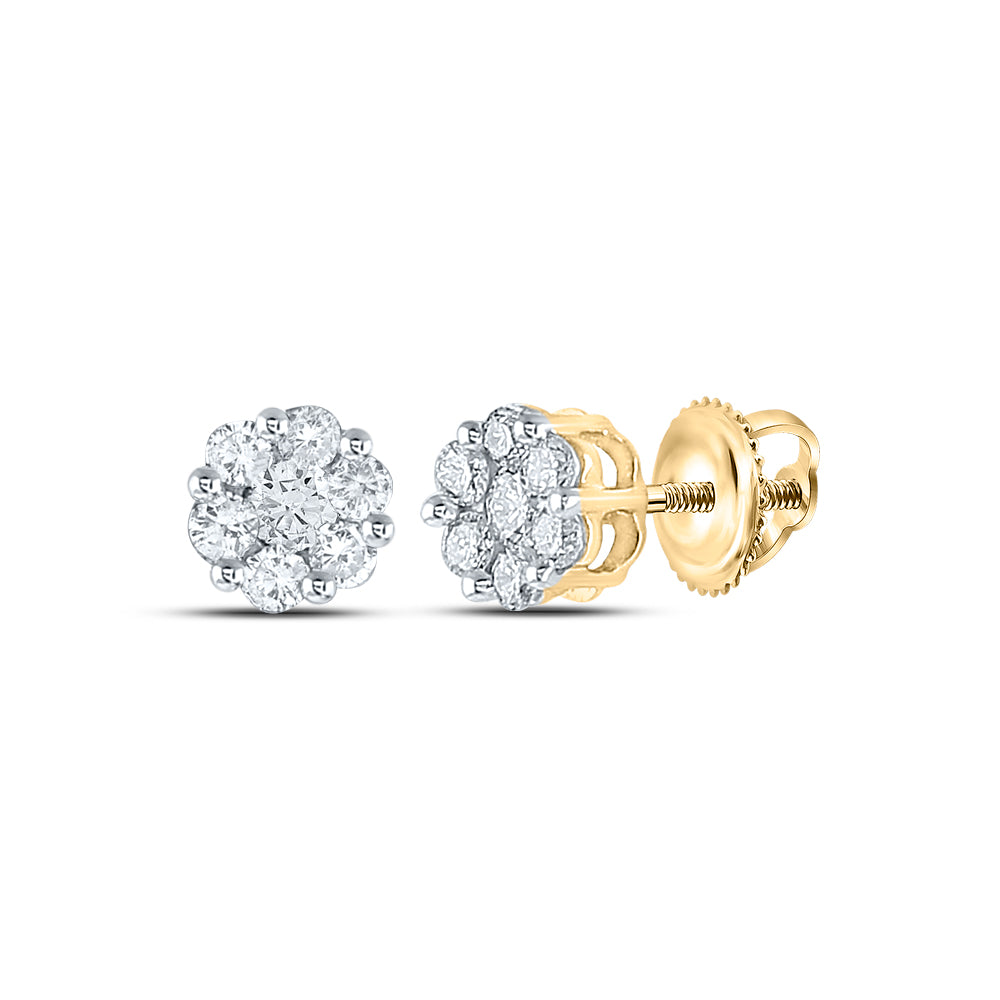 10Kt Yellow Gold 1/2Ct-Dia Nk Flower Earring (0.58 grams)
