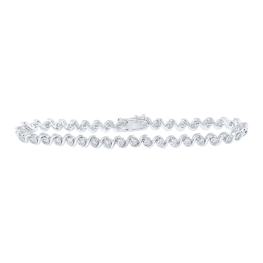 10Kt White Gold 1 1/2Ctw-Dia Nk Bracelet (7 Inch) (11.2 grams)