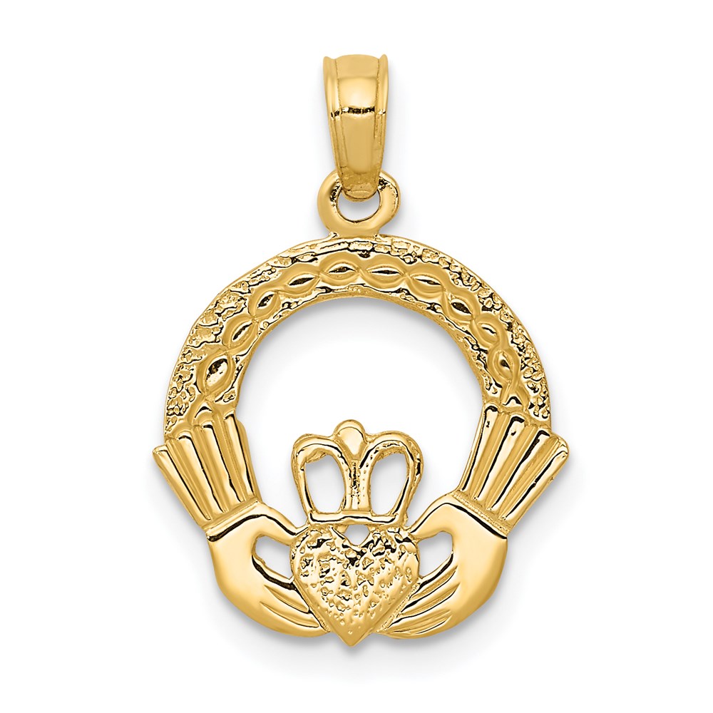 14k Yellow Gold 15 mm Claddagh Charm (0.92 grams)