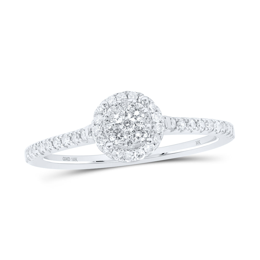 10Kt White Gold 1/3Ctw-Dia Nk Round Ring (1.95 grams)