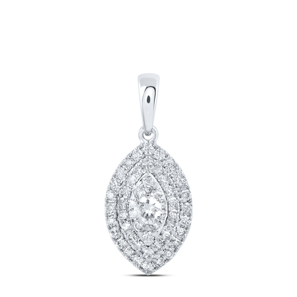 10Kt White Gold 1/2Ctw-Dia Nk Marquise Pendant (1.8 grams)