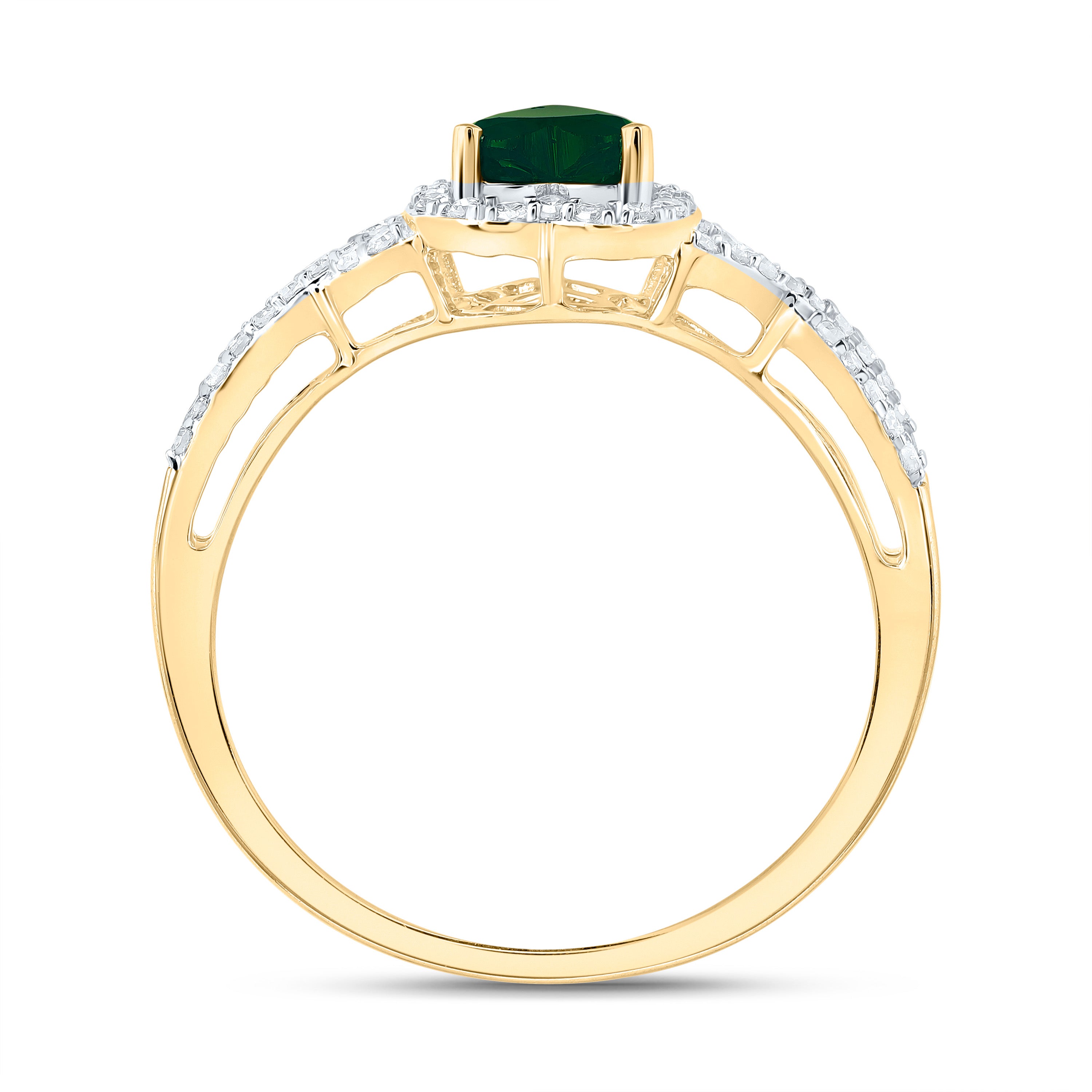 10Kt Yellow Gold 1/4Ctw-Dia Nk 5X5 Mm Em-Heart Nat Gem Ring (2.03 grams)