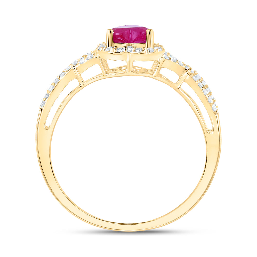 10Kt Yellow Gold 1/4Ctw-Dia Nk 5X5 Mm Ruby-Heart Nat Gem Ring (2.12 grams)