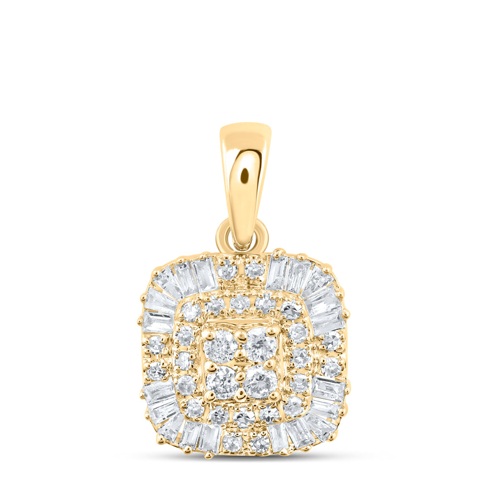 10Kt Yellow Gold 1/4Ctw-Dia Nk Cushion Pendant (0.83 grams)