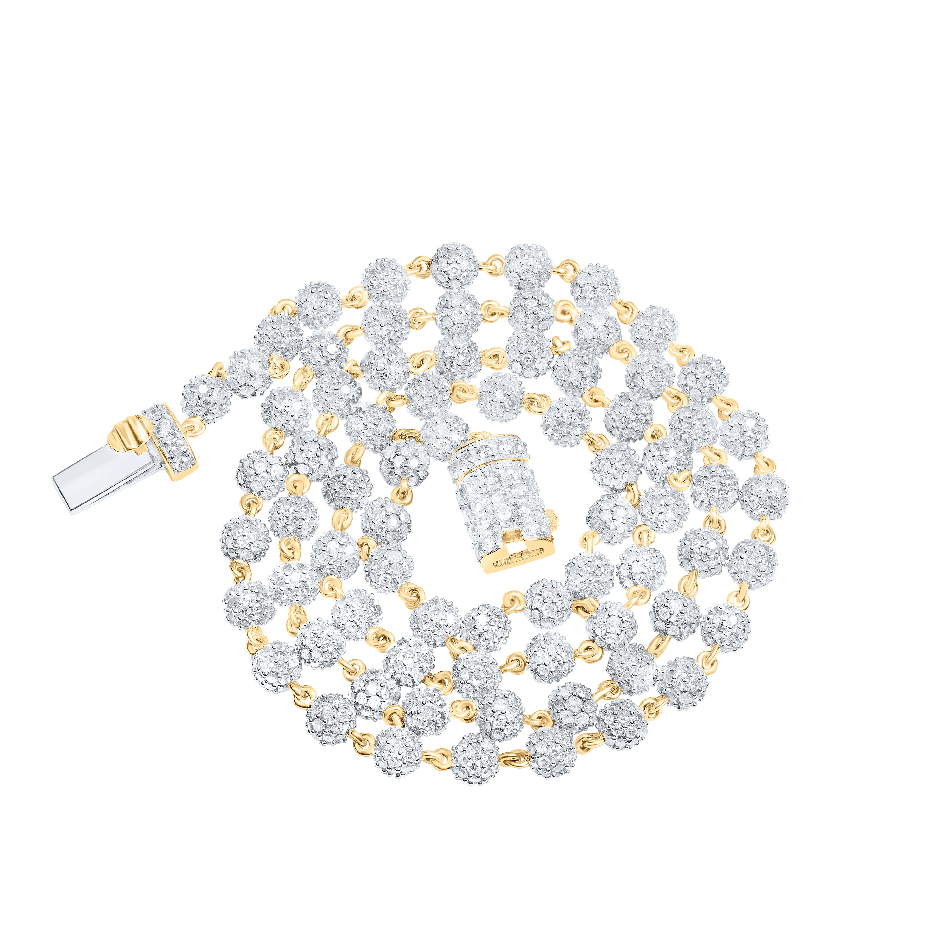 10Kt Yellow Gold 11 1/4Ctw-Dia Nk (4 Mm) Ball Mens Chain (18 Inch) (14.2 grams)