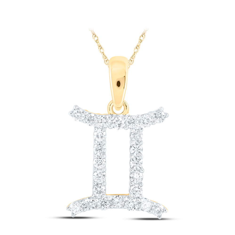 10Kt Yellow Gold 1/4Ctw-Dia Nk Zodiac Sign Of Gemini Pendant (0.82 grams)