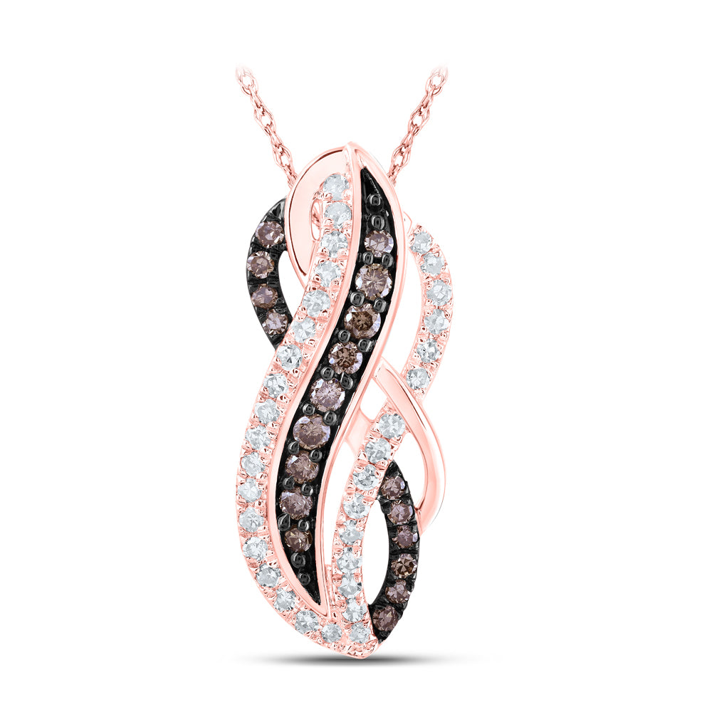 10Kt Rose Gold 1/3Ctw-Dia Cognac Pendant (1.34 grams)