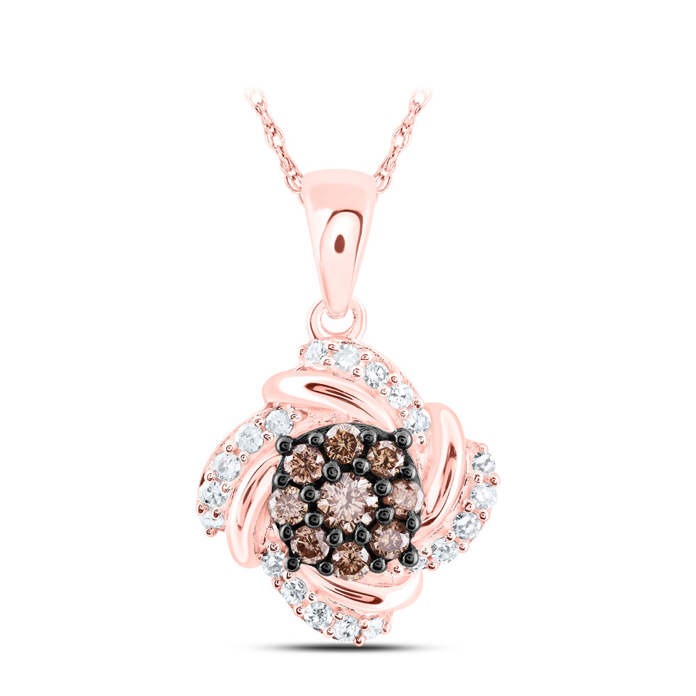 10Kt Rose Gold 1/3Ctw-Dia Cognac Pendant (1.57 grams)
