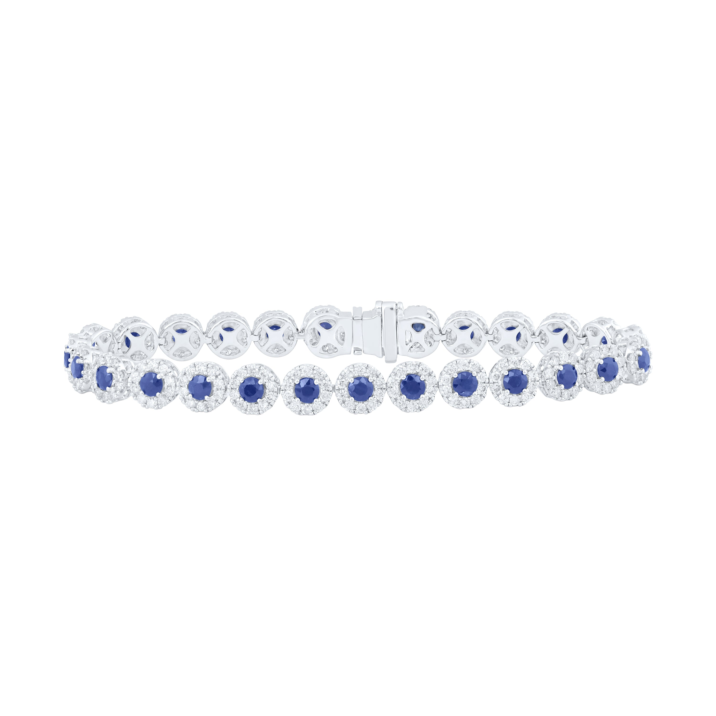 14Kt White Gold 3Ctw-Dia Ana M 3.1 Mm-Sapp Bracelet(7 Inch) (13.23 grams)