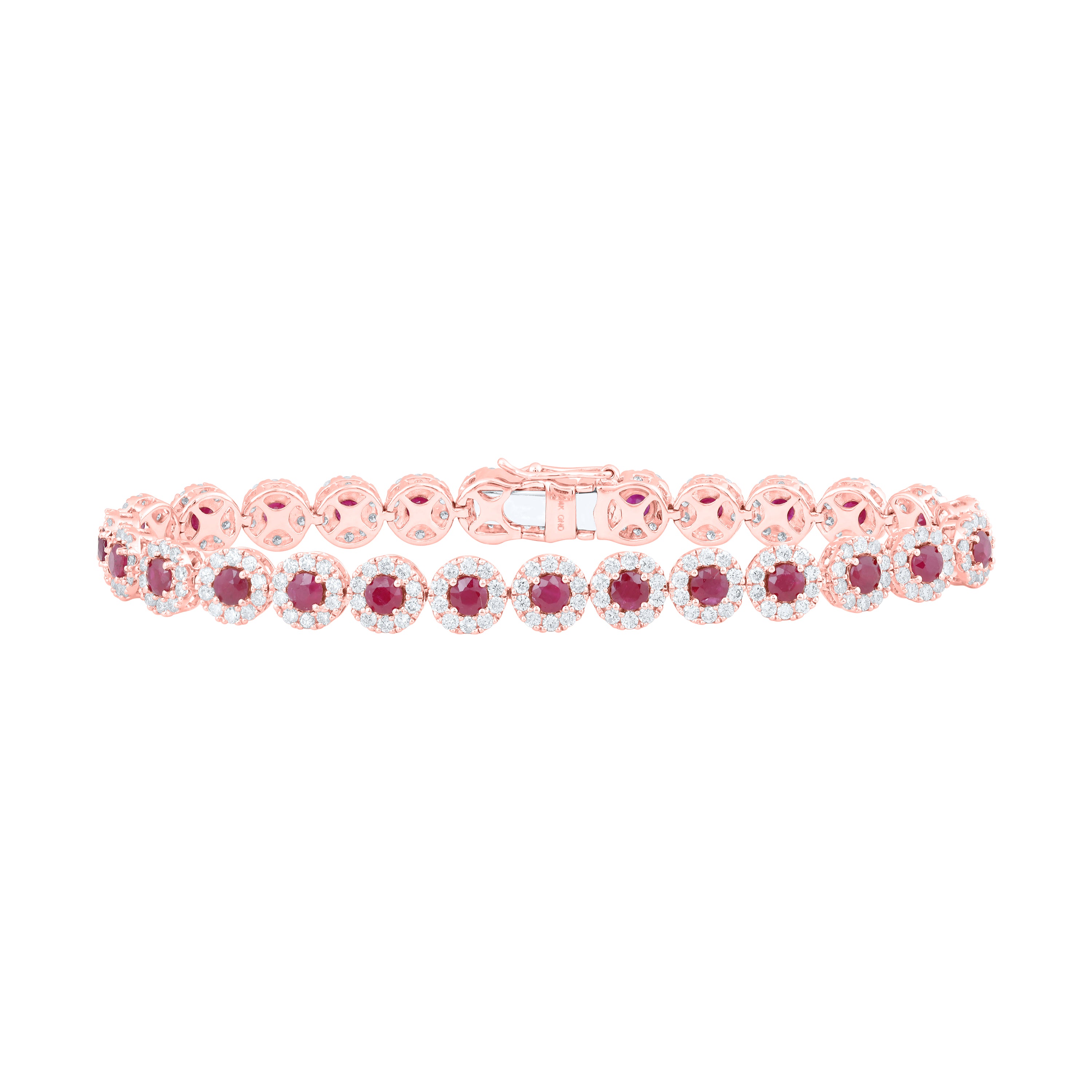 14Kt Rose Gold 3Ctw-Dia Ana M 3.1 Mm-Ruby Bracelet(7 Inch) (12.43 grams)