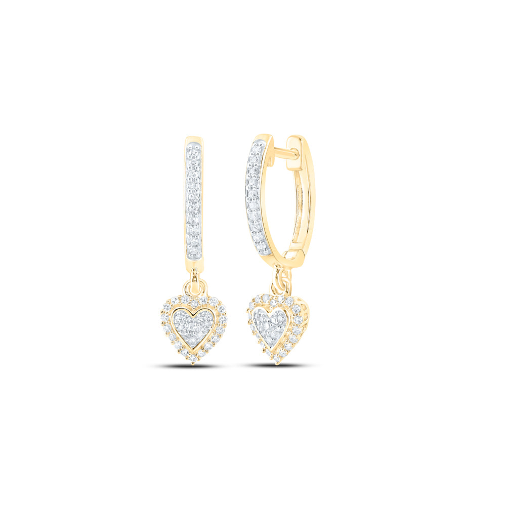 10Kt Yellow Gold 1/4Ctw-Dia Nk Heart Dangling Earring (2.64 grams)