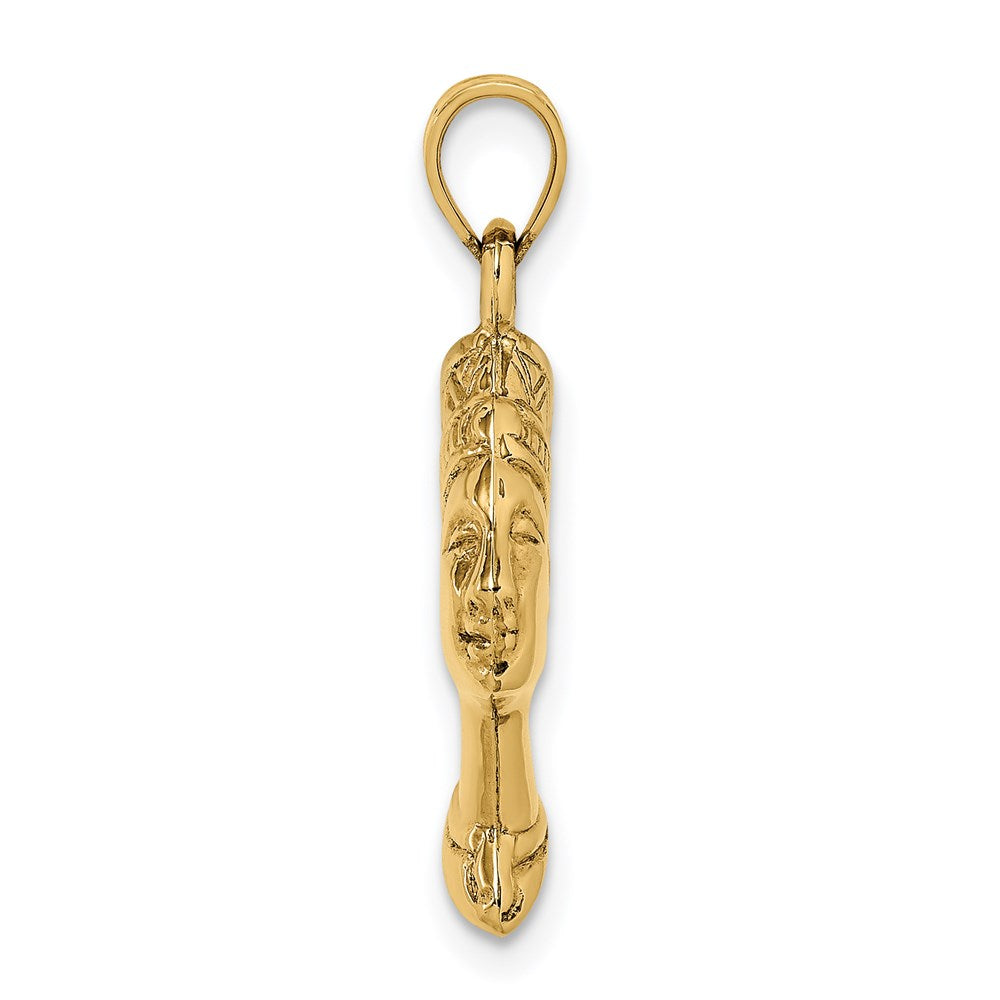 14k Yellow Gold 14 mm 3-D Nefertiti Pendant (0.78 grams)