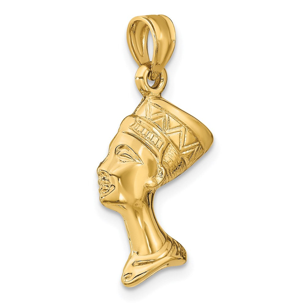 14k Yellow Gold 14 mm 3-D Nefertiti Pendant (0.78 grams)