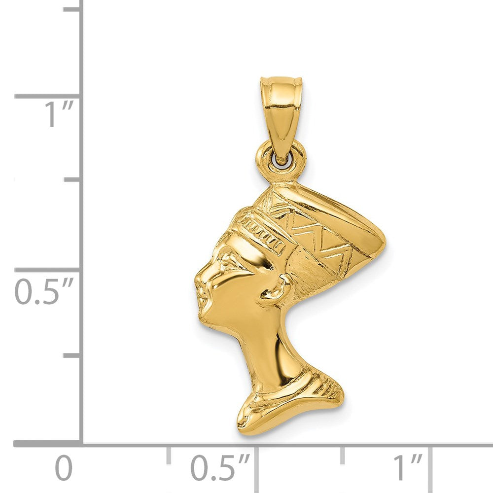 14k Yellow Gold 14 mm 3-D Nefertiti Pendant (0.78 grams)