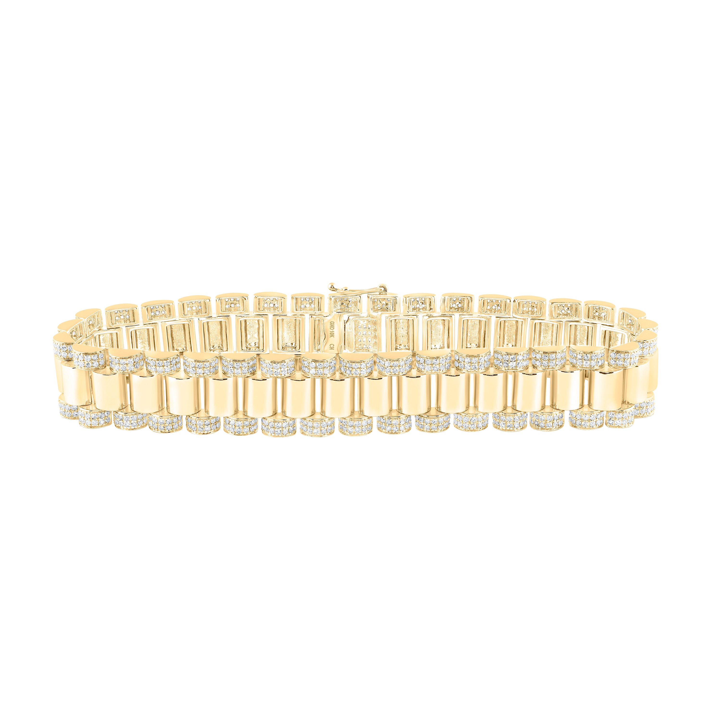 10Kt Yellow Gold 4 1/3Ctw-Dia Cn (13.5Mm) Mens Bracelet (8.50 Inch) (40.04 grams)