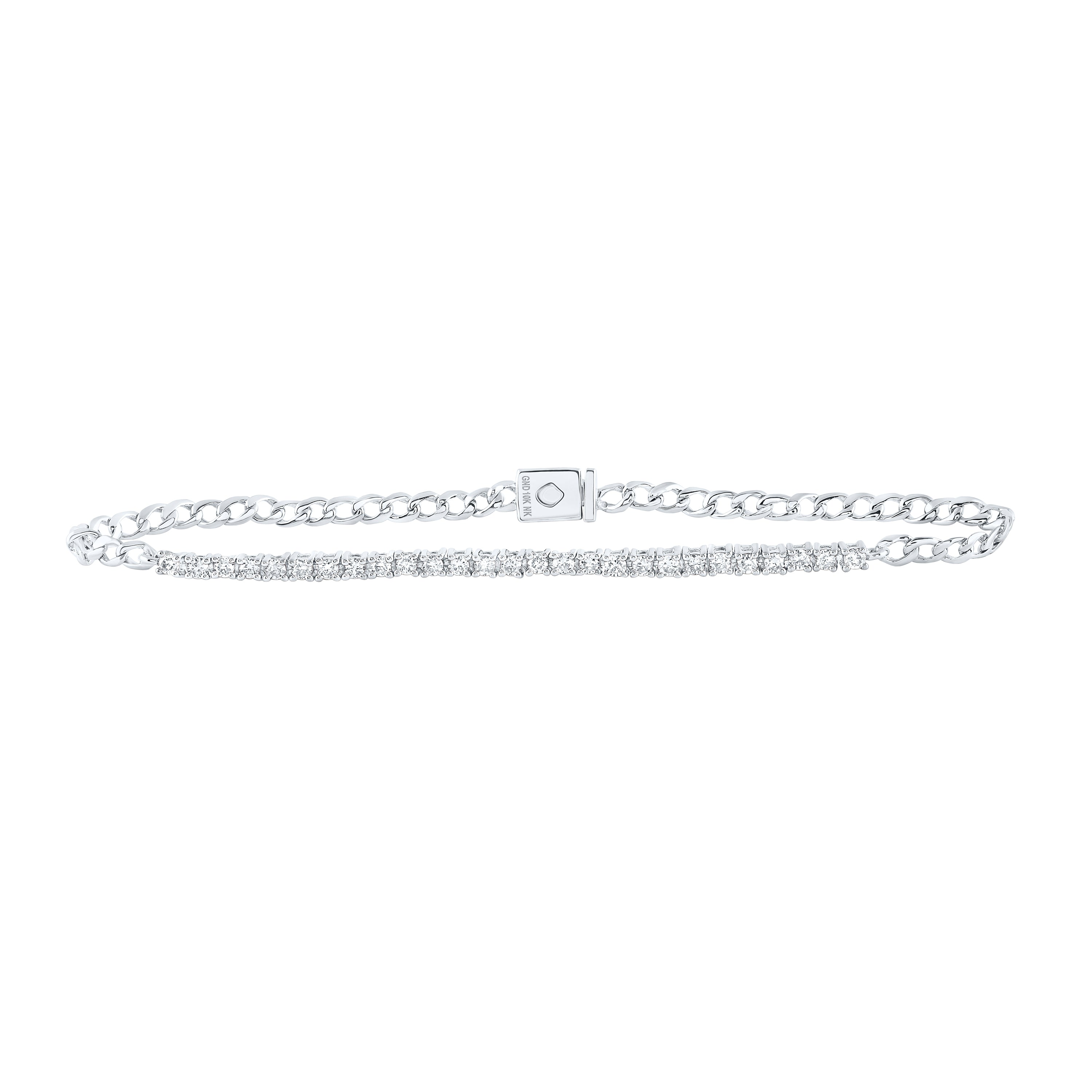 10Kt White Gold 3/4Ctw-Dia Nk Fashion Bracelet (7 Inch) (3.98 grams)
