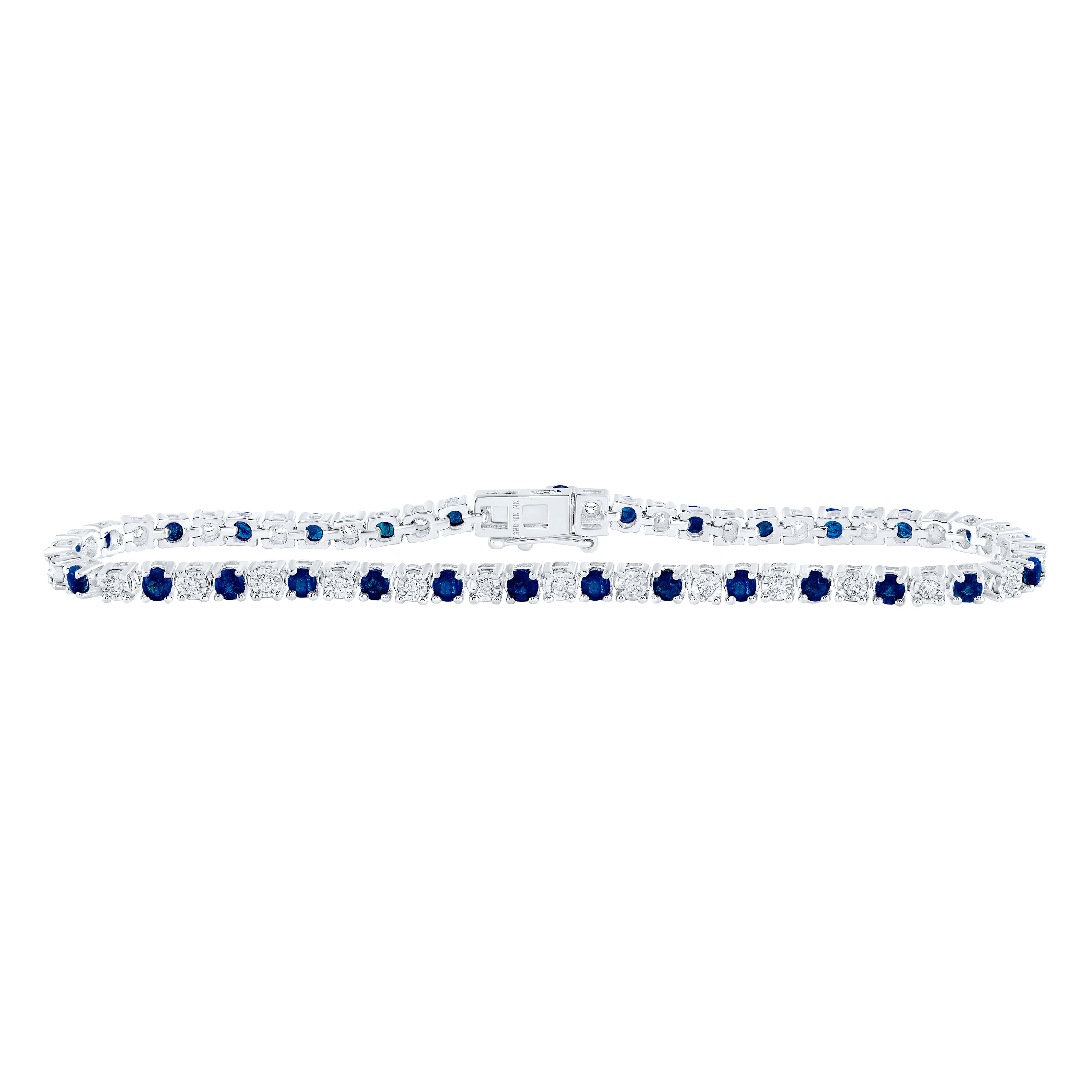 10Kt White Gold 1/2Ctw-Diamond 2 3/4Ct-Sapp Bracelet (9.3 grams)